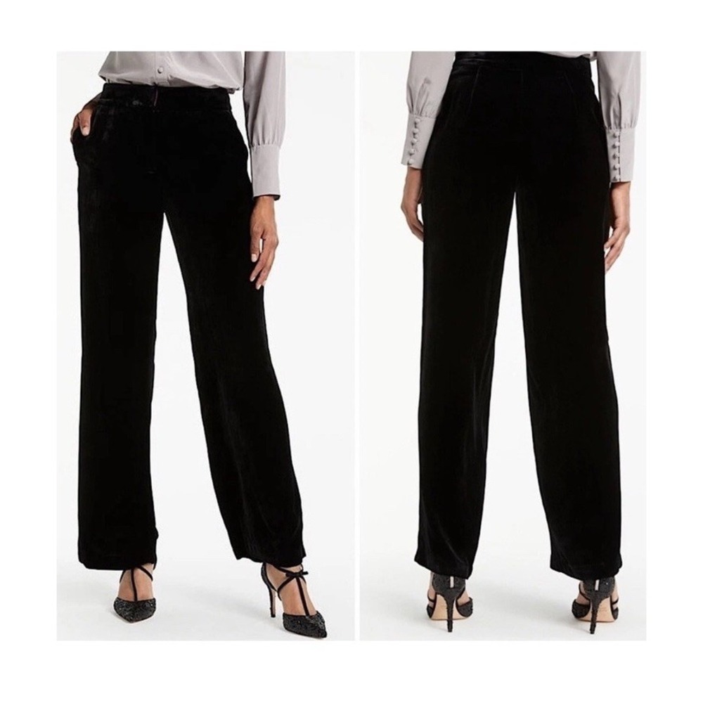 Boden Silk Velvet Wide Leg Trouser Pant‎ Black 8L Tall Pants US 8L UK 12L